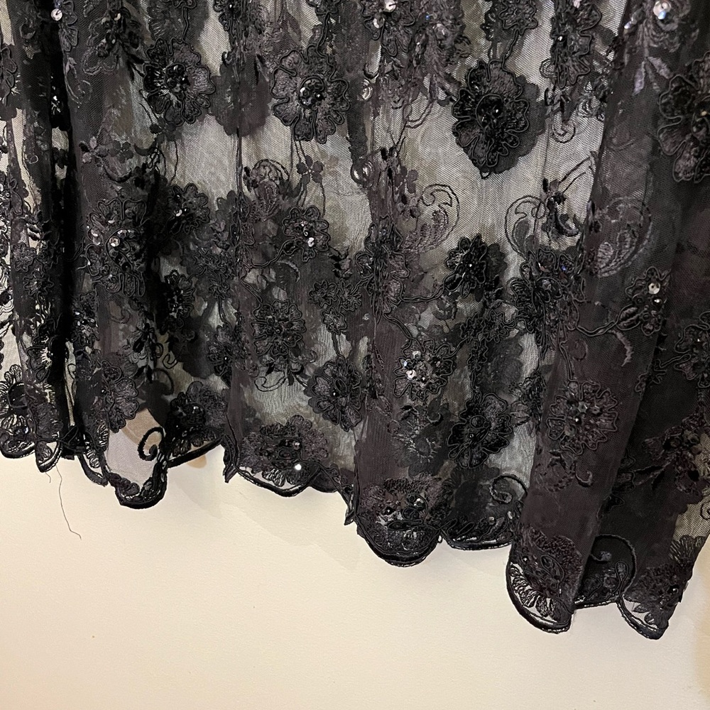 Custom Made Black Sequins Lace Blouse Size 16 - image 2